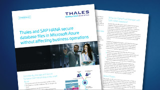 Thales and SAP HANA secure database files in Microsoft Azure without affecting business operations